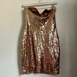 Forever 21 Gold Sequin Mini Dress New Years Day|Taylor Swift Eras Fearless SizeM